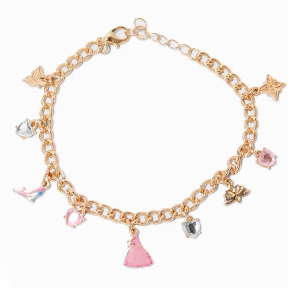 Wicked Glinda‎ Charm Bracelet Claire’s Ariana Grande Pink Shoe Dress Heart Rare